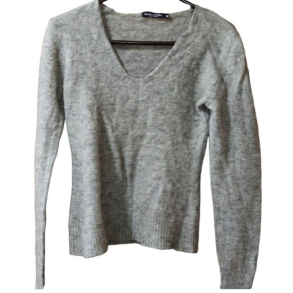 Bianco & Blu Gray Wool Sweater Vneck Medium Italy